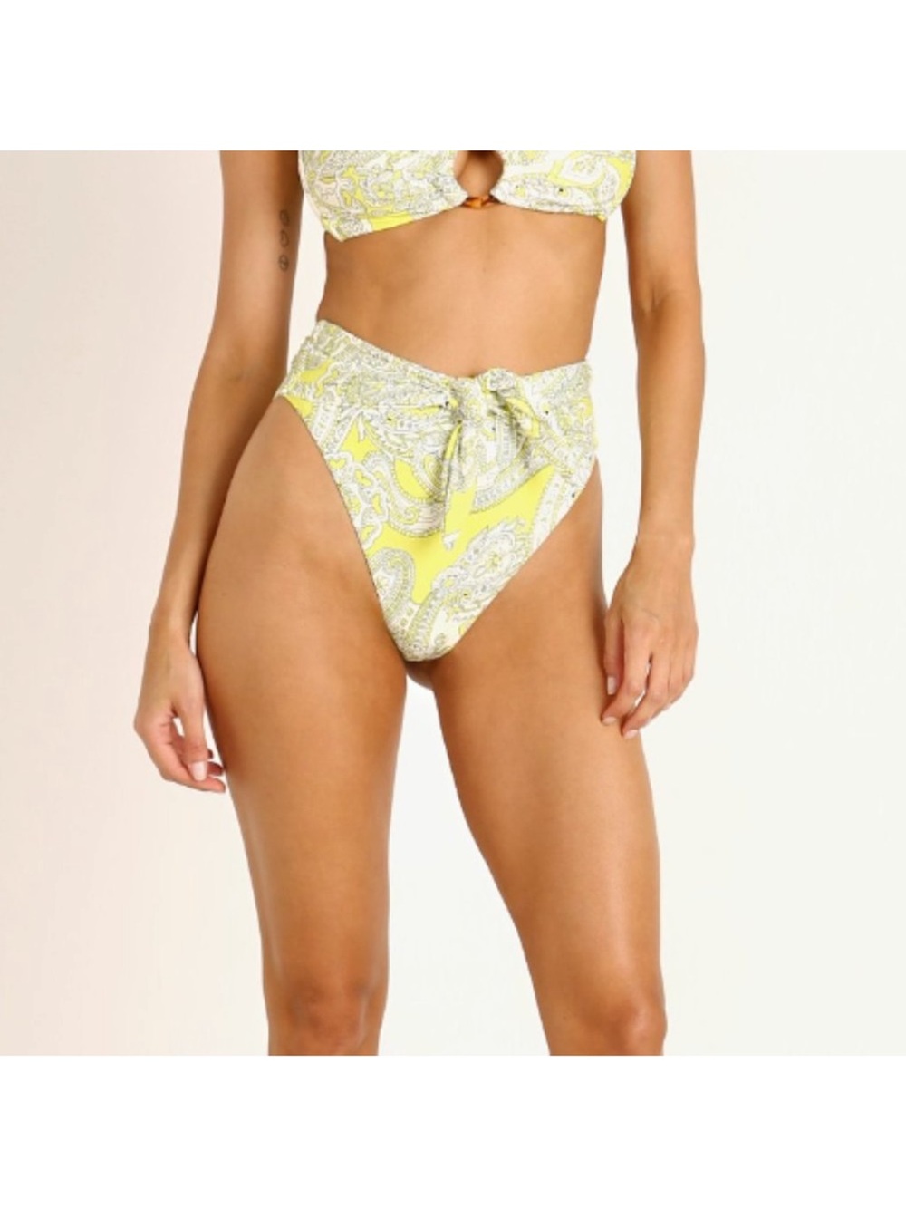 Montce Light Blue Paisley Tie-Front Bikini top with Paula Tie Up Bikini Bottom - Picture 5 of 8